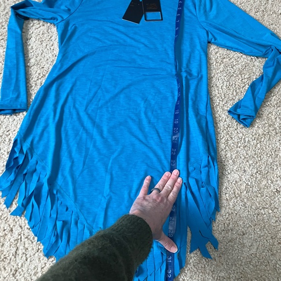 Lucky & Blessed Vibrant Blue Fringe Tunic Size S NWT - Picture 5 of 6